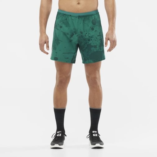 Green Salomon Cross 7'' No Liner Men's Shorts | PH 86021F